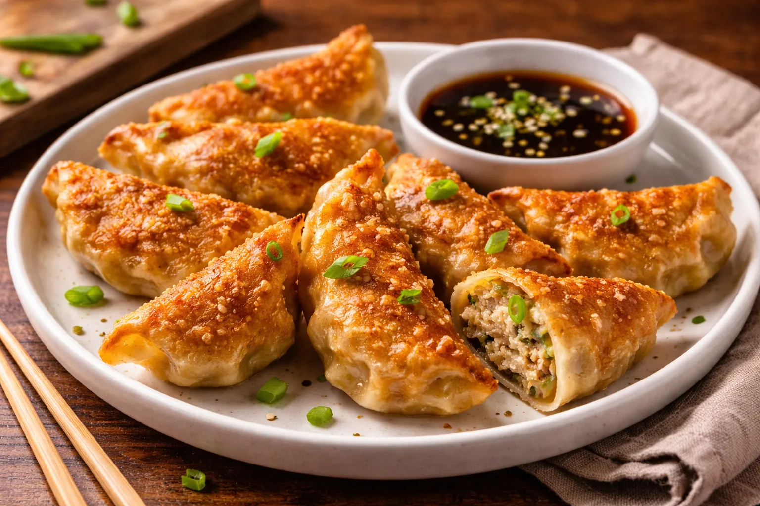 Deep-fried dumplings with sweet soy dipping sauce at Saigon Pearl, Calgary NE